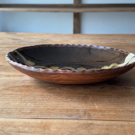 柳瀬俊一郎　カレー皿 3波・ドット 40G2（約24.5×18.5cm)