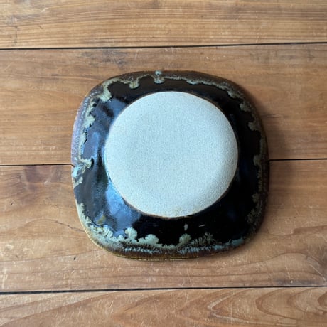 村澤陶苑　青銅釉糠角鉢 B (約16.5×16.5cm)