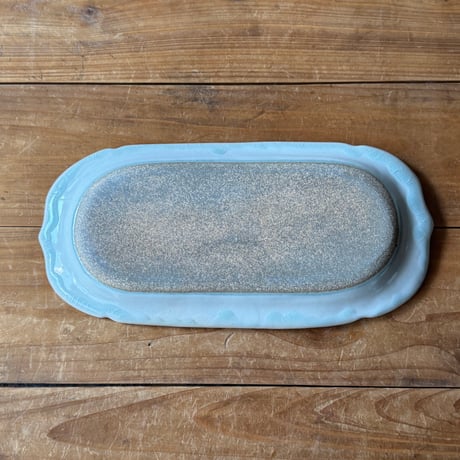 星の宮製陶 高橋あい　木瓜型長皿 灰 B (約26×13cm）