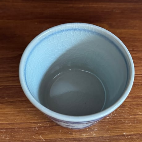 皐月窯　そば猪口 草花文白抜き さ10C