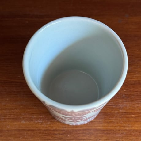 皐月窯　フリーカップ 釉里紅 瓔珞文 さ34A