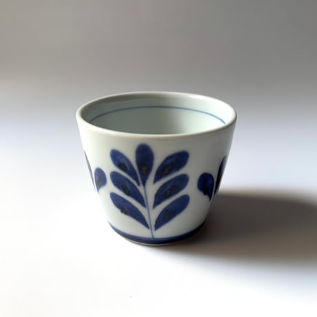 陶房遊　蕎麦猪口（大） ブルーリーフ A