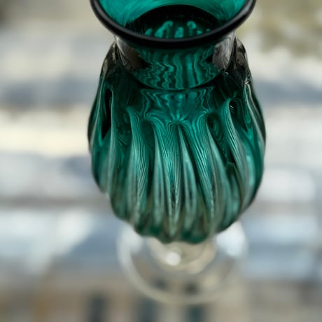 吹工房 村上恭一　色モール花器（浅葱） M97