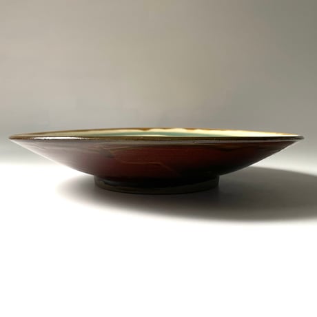 小鹿田焼 坂本浩二窯 坂本拓磨　9寸皿 青円・櫛描き 白 チ