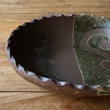 三名窯 松形恭知　楕円鉢 7K2 (約18.5×14.5cm)※k