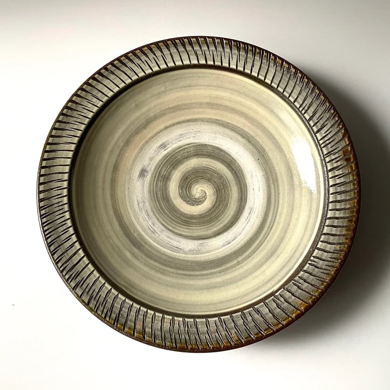 小鹿田焼 特大皿 陶芸 小鹿田焼 大皿 陶芸 直径33.5cm 【公式通販】