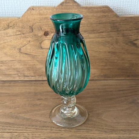 吹工房 村上恭一　色モール花器（浅葱） M97