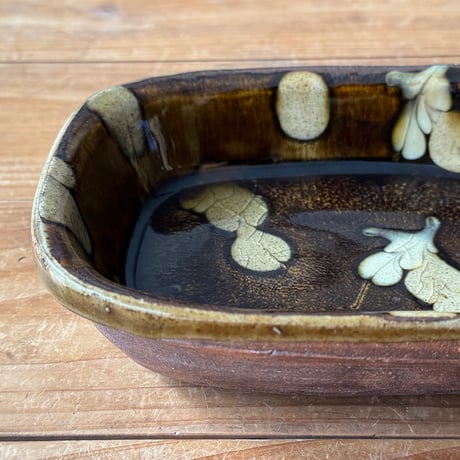 柳瀬俊一郎　片耳グラタン皿 双葉 22J1（約17×12.5cm)