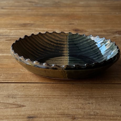 三名窯 松形恭知　楕円鉢 7I (約18.5×14.5cm)