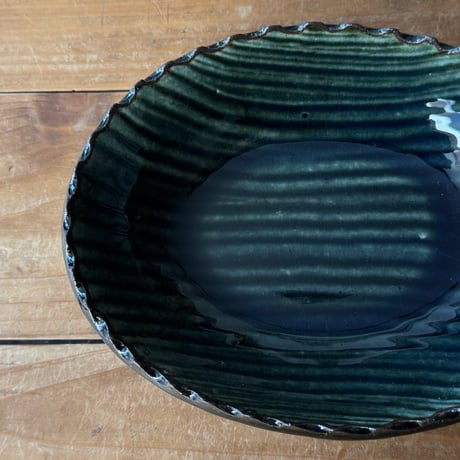 三名窯 松形恭知　楕円鉢 7C (約18.5×14.5cm)
