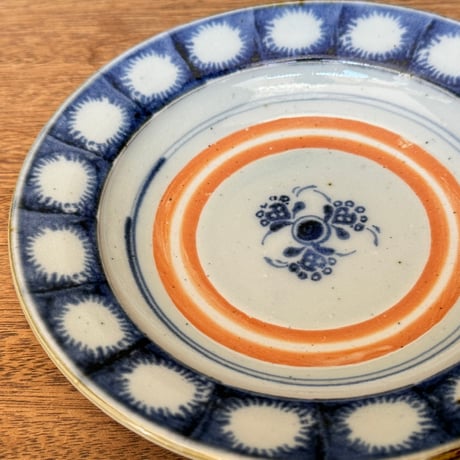 砥部焼 中田窯　6寸リム皿 N3G (直径約19cm)