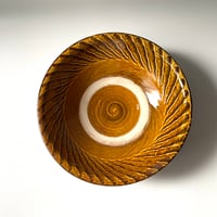 小鹿田焼 坂本浩二窯 坂本拓磨　7寸深皿 刷毛目 飴 B