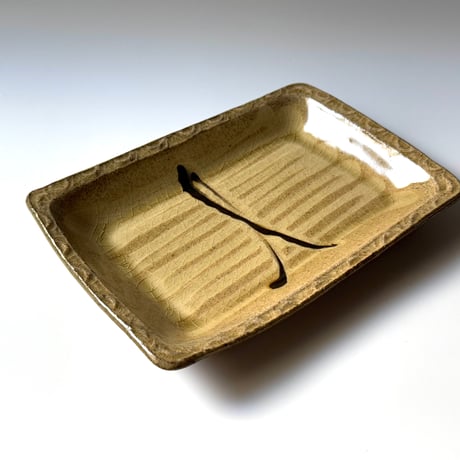 柳瀬俊一郎　押し文角皿 E (約21.5×15.5cm)