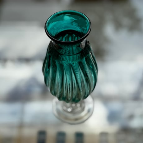 吹工房 村上恭一　色モール花器（浅葱） M97