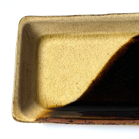 柳瀬俊一郎　長角皿  ツートン A (約19×12.5cm)