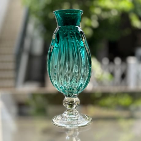 吹工房 村上恭一　色モール花器（浅葱） M97
