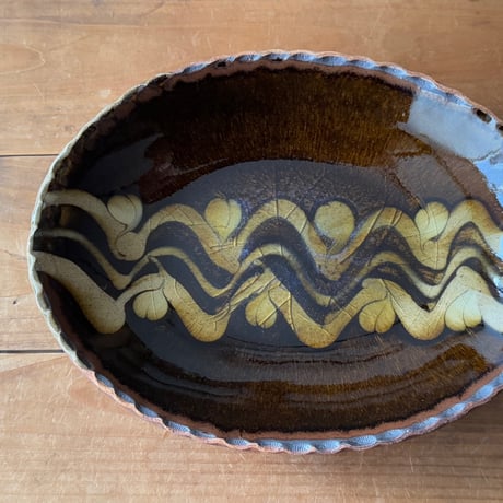 柳瀬俊一郎　カレー皿 3波・ドット 40G2（約24.5×18.5cm)