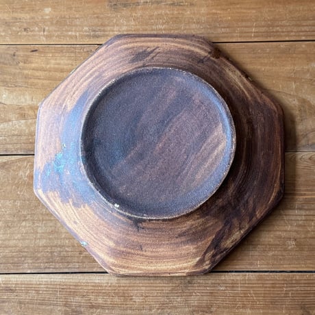 柳瀬俊一郎　八角皿 菱 26A2（約21.5×21.5cm)