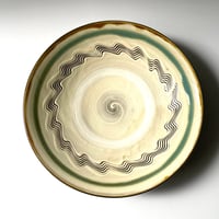 小鹿田焼 坂本浩二窯 坂本拓磨　9寸皿 青円・櫛描き 白 チ