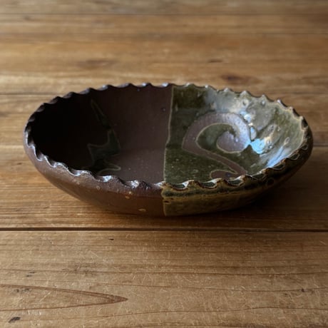 三名窯 松形恭知　楕円鉢 7K2 (約18.5×14.5cm)※k