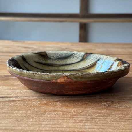 柳瀬俊一郎　楕円グラタン皿 ライン・双葉 21J1（約18×15cm)