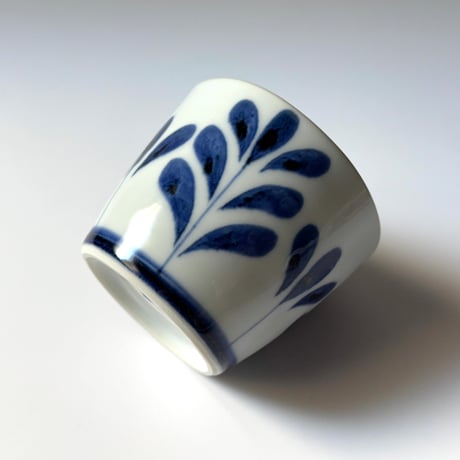 陶房遊　蕎麦猪口（大） ブルーリーフ A