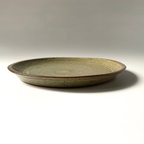 かじや窯　6寸平皿 灰 D