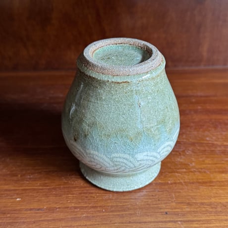 星の宮製陶 高橋あい　花器 象嵌 灰 A