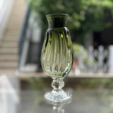 吹工房 村上恭一　色モール花器（グリーンスモーク） M98