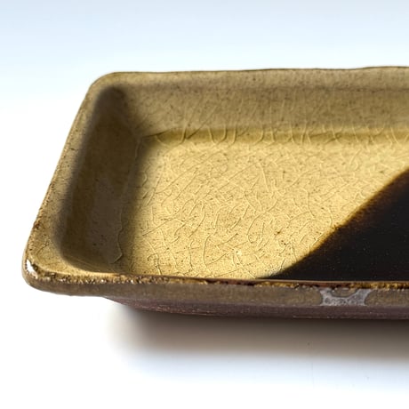柳瀬俊一郎　長角皿  ツートン A (約19×12.5cm)