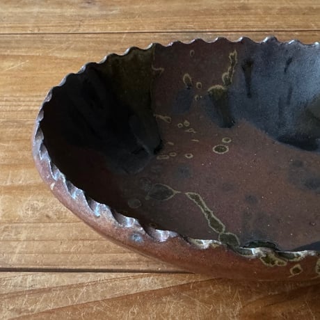 三名窯 松形恭知　楕円鉢 7N (約18.5×14.5cm)※N