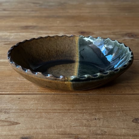 三名窯 松形恭知　楕円鉢 7E (約18.5×14.5cm)