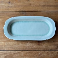 星の宮製陶 高橋あい　木瓜型長皿 灰 C (約26×13cm）