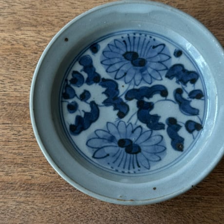 皐月窯　3.5寸高台皿 菊唐草 さ14B（直径約11cm)