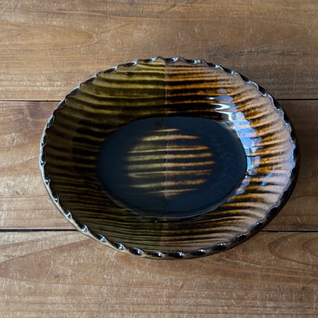 三名窯 松形恭知　楕円鉢 7F (約18.5×14.5cm)