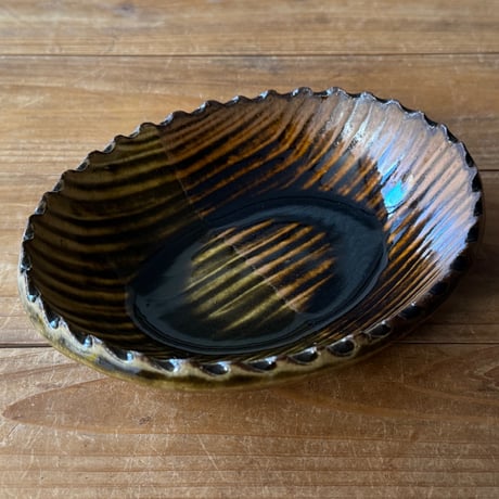 三名窯 松形恭知　楕円鉢 7F (約18.5×14.5cm)