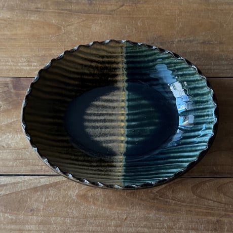 三名窯 松形恭知　楕円鉢 7I (約18.5×14.5cm)