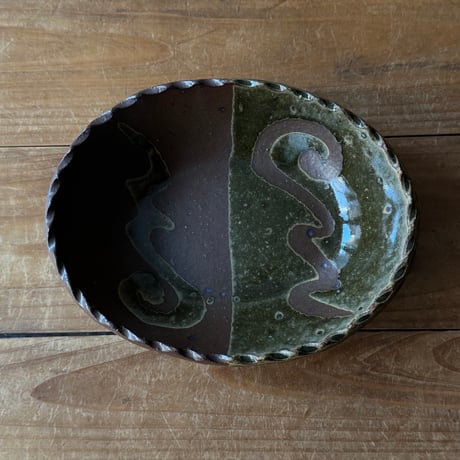 三名窯 松形恭知　楕円鉢 7K2 (約18.5×14.5cm)※k