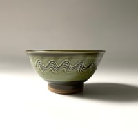 小鹿田焼 黒木昌伸窯　４寸飯碗　櫛描き　青　F