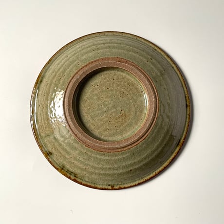 かじや窯　6寸皿 灰・フチ茶 F