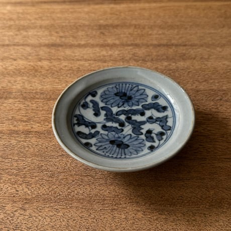 皐月窯　3.5寸高台皿 菊唐草 さ14A（直径約11cm)