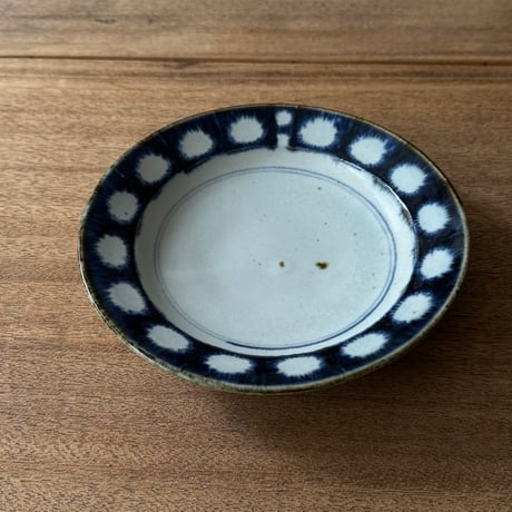 砥部焼 中田窯　6寸リム皿 N3C (直径約19cm)