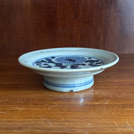 皐月窯　3.5寸高台皿 菊唐草 さ14B（直径約11cm)