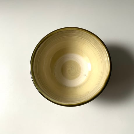 小鹿田焼 黒木昌伸窯　４寸飯碗　櫛描き　青　F