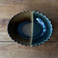 三名窯 松形恭知　楕円鉢 7E (約18.5×14.5cm)