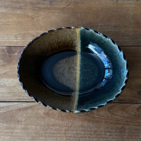 三名窯 松形恭知　楕円鉢 7E (約18.5×14.5cm)