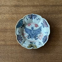 皐月窯　3.5寸花形型打ち皿 鳳凰 さ1A（直径約10.5cm)