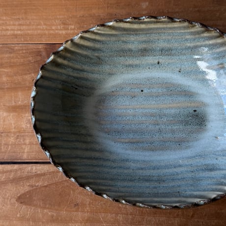 三名窯 松形恭知　楕円鉢 7B (約18.5×14.5cm)