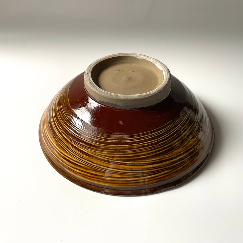 小鹿田焼 坂本浩二窯 坂本拓磨 7寸深皿 藁引き 飴 D | kogeiseikatsu.shop