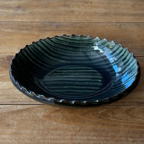 三名窯 松形恭知　楕円鉢 7C (約18.5×14.5cm)